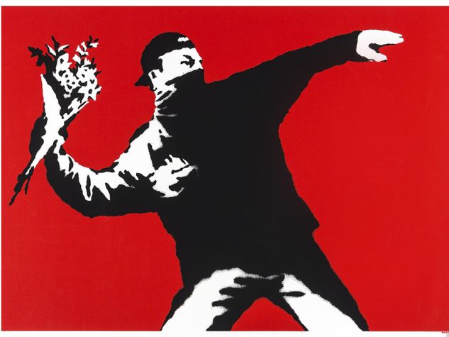 Love Is In the Air (Flower Thrower), 2003, limited edition screenprint, Butterfly Art News Collection