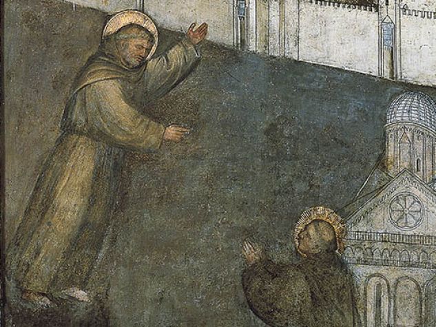 Sant'Antonio appare al beato Luca, particolare dell'affresco di Giusto de’ Menabuoi (1382).