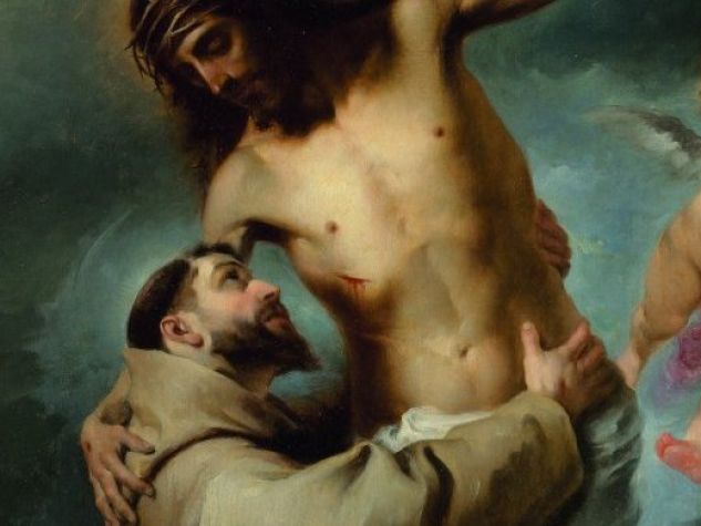 Bartolomé Esteban Murillo, «San Francesco abbraccia Cristo crocifisso» (particolare), collezione privata.