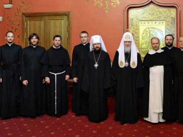 la delegazione cattolica a Mosca con il patriarca Kirill