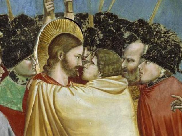 «Il bacio di Giuda», Giotto (1267-1337), particolare del ciclo di affreschi «Vita e Passione di Cristo», 1303-1305, Cappella degli Scrovegni, Padova.