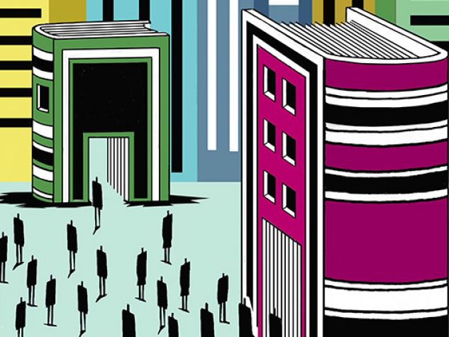 illustrazione, una città di libri