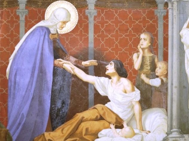 Affresco che raffigura Elisabetta d'Ungheria