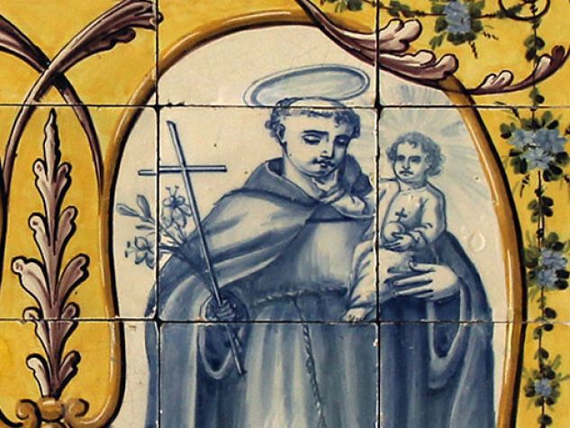 Piastrella portoghese raffigurante san Francesco e sant'Antonio.