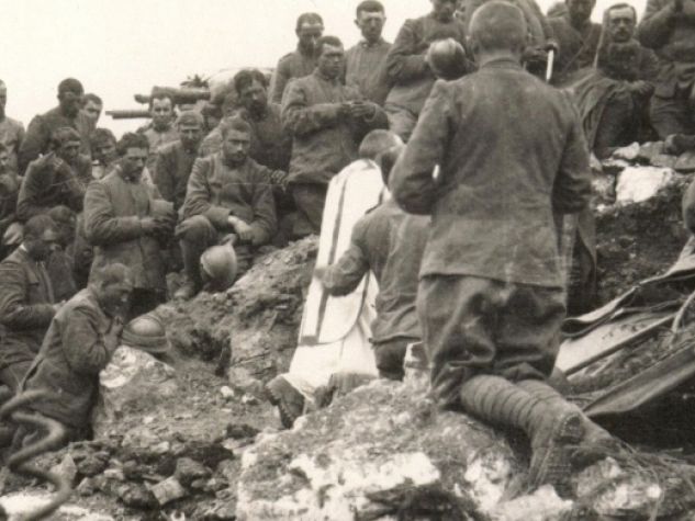 Celebrazione della Santa Messa sulle pendici del Monte Ortigara - 1917