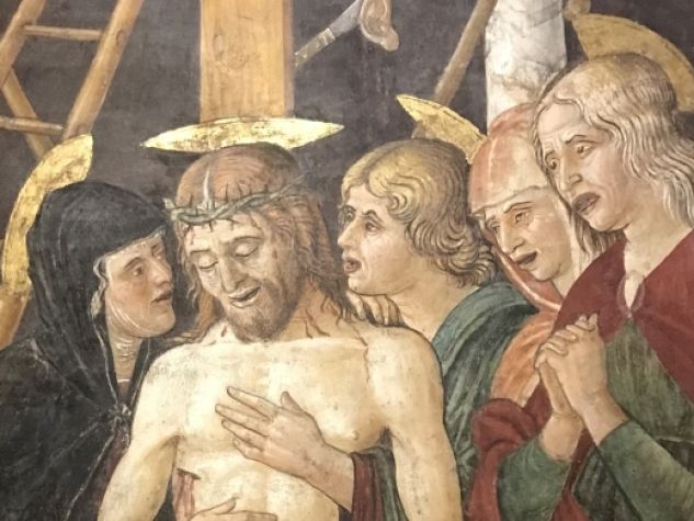 Un dettaglio dell'affresco «Il compianto del Cristo morto» (Cristo passo) di Jacopo Parisati da Montagnana.