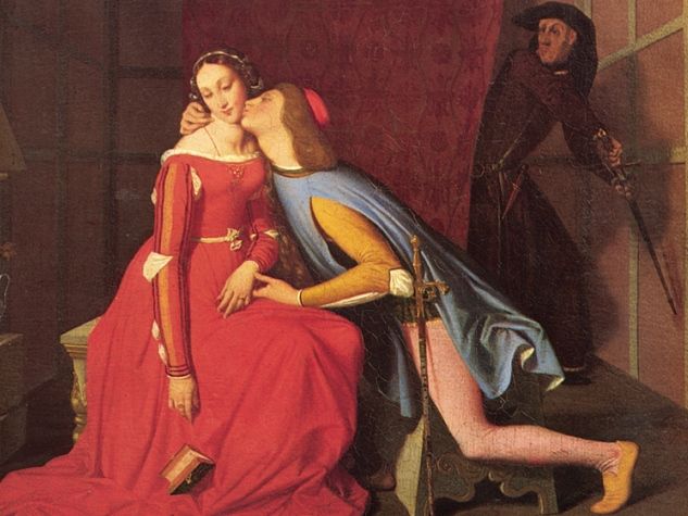 Paolo e Francesca, Ingres, olio su tela, particolare