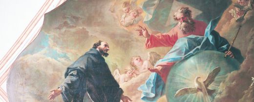 Particolare affresco Eterno Padre tra san Francesco e sant'Antonio