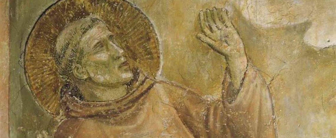 Scuola giottesca, San Francesco riceve le stimmate, particolare, parete est, Sala del Capitolo, XIV secolo, Basilica di sant'Antonio, Padova.
