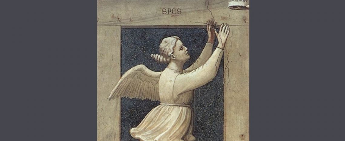 Giotto, affresco raffigurante la Speranza (particolare), 1306, Cappella degli Scrovegni, Padova.