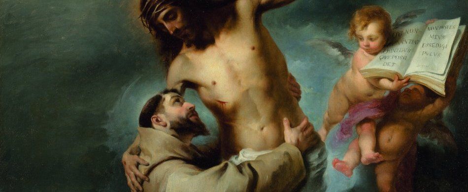 Bartolomé Esteban Murillo, «San Francesco abbraccia Cristo crocifisso» (particolare), collezione privata.