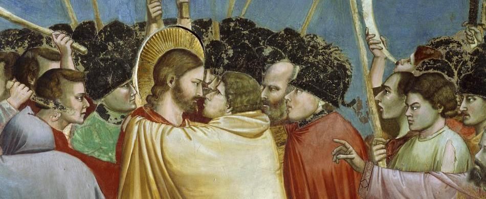 «Il bacio di Giuda», Giotto (1267-1337), particolare del ciclo di affreschi «Vita e Passione di Cristo», 1303-1305, Cappella degli Scrovegni, Padova.