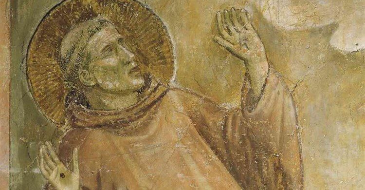 Scuola giottesca, San Francesco riceve le stimmate, particolare, parete est, Sala del Capitolo, XIV secolo, Basilica di sant'Antonio, Padova.
