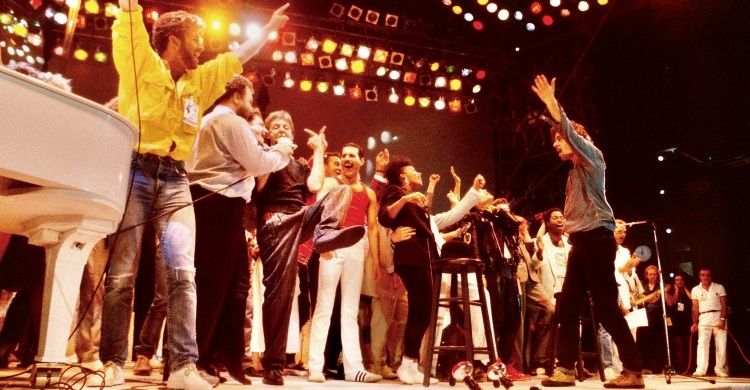 Uno scatto del Live Aid diretto da Vincent Scarza il 13 luglio 1985.