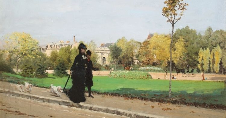 «Passeggiata con i cagnolini» di Giuseppe De Nittis, 1874, olio su tela.