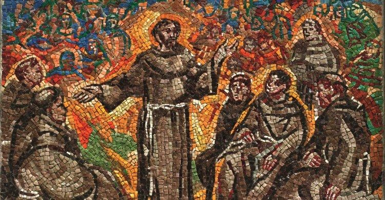 Mosaico con san Francesco e il capitolo delle stuoie