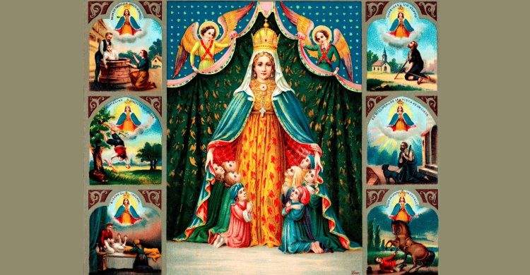 La Madonna di Monte Berico in un santino di inizio '900.