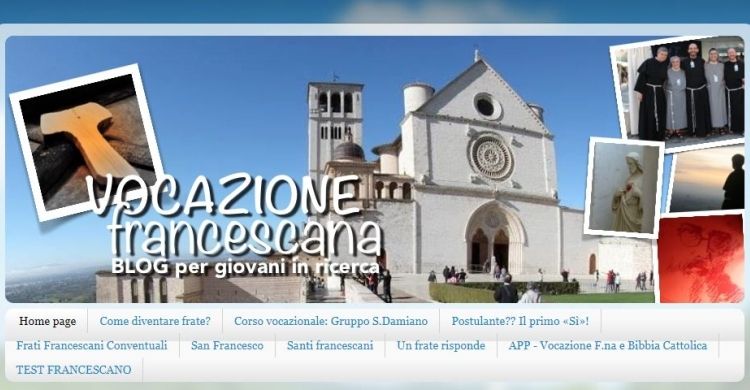 L’home page del blog «Vocazione Francescana» prima del restyling.