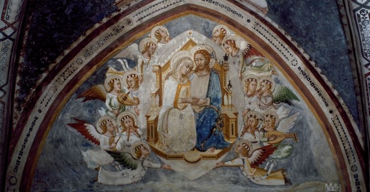 Assunzione di Maria in cielo (XIV secolo), affresco, Monastero di San Benedetto a Subiaco (Roma).